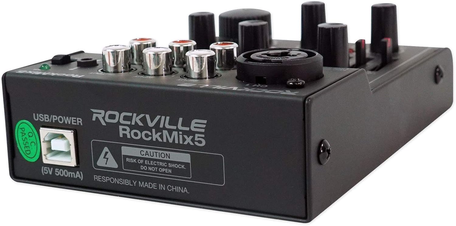 Rockville RockMix 5 USB Computer Recording Interface Mixer w/Bluetooth, Echo, EQ
