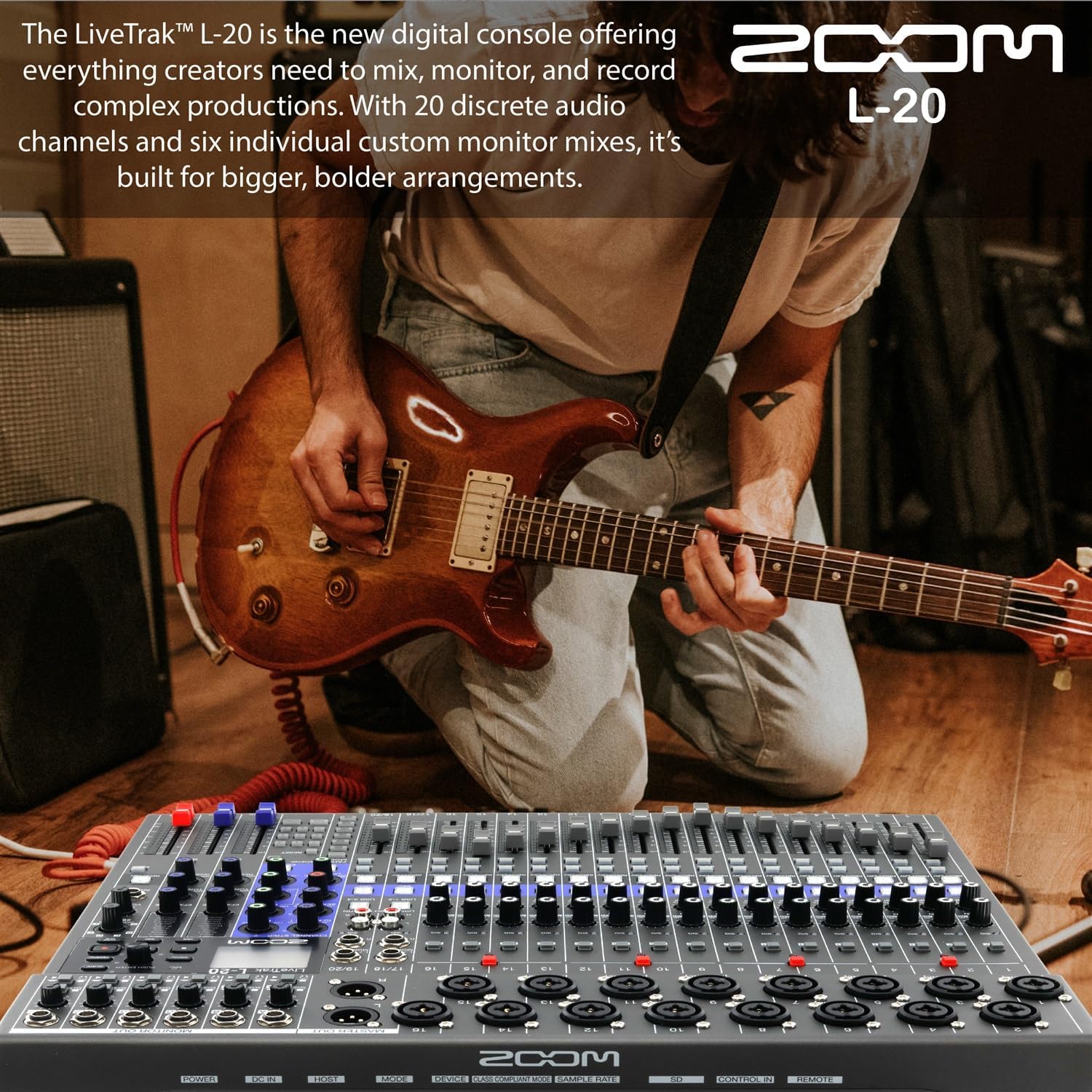 Zoom LiveTrak L-20 20 Input Digital Mixer and Multitrack Recorder Bundle with Carrying Bag, Bluetooth adapter, 2X XLR Cable 10ft