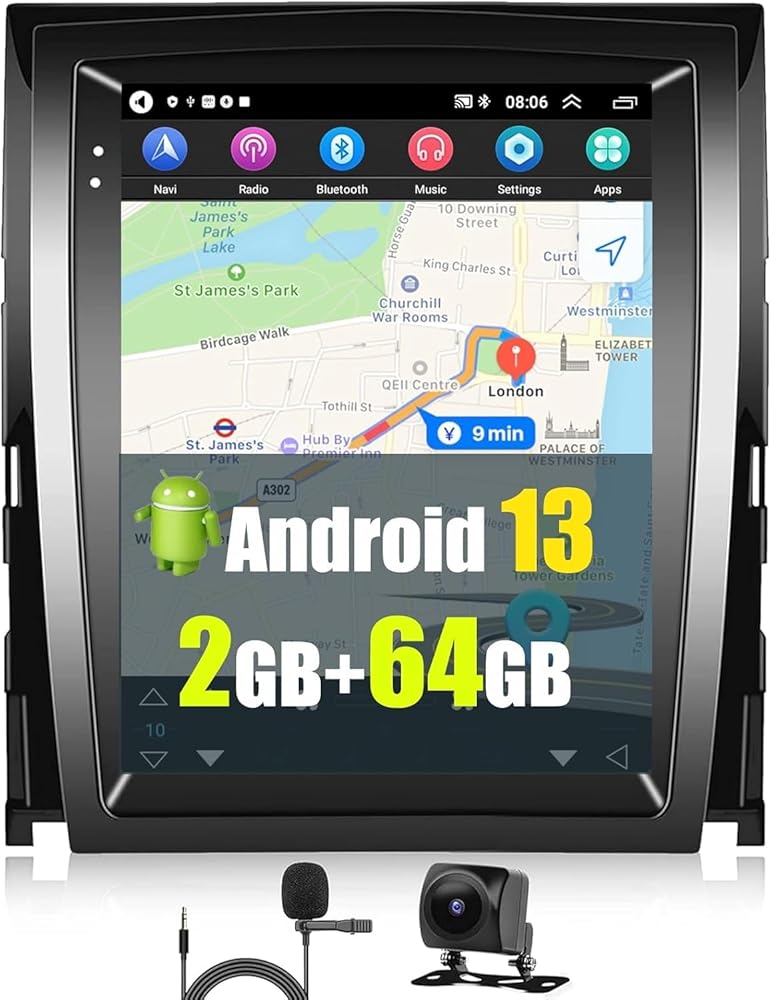 CAMECHO 2+64G Android 13 Car Radio Stereo 9.7” Touch Screen Head Unit for Cadillac Escalade 2007-2014 with Wireless CarPlay Andriod Auto Car Stereo with Backup Camera GPS Navigation HiFi Bluetooth