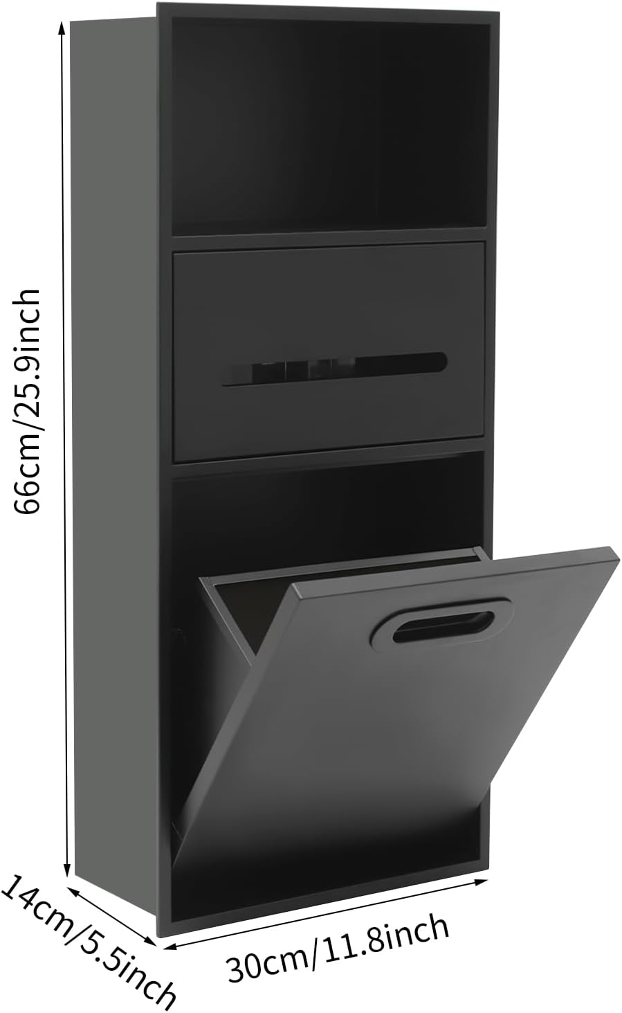 Wall Bathroom Insert Shelf,Wall Niche Medicine Cabinet,Stainless Steel Shower Niche,Toilet Paper Holder Shower Shelves for Bathroom/Bedroom/Office/Kitchen (Black)