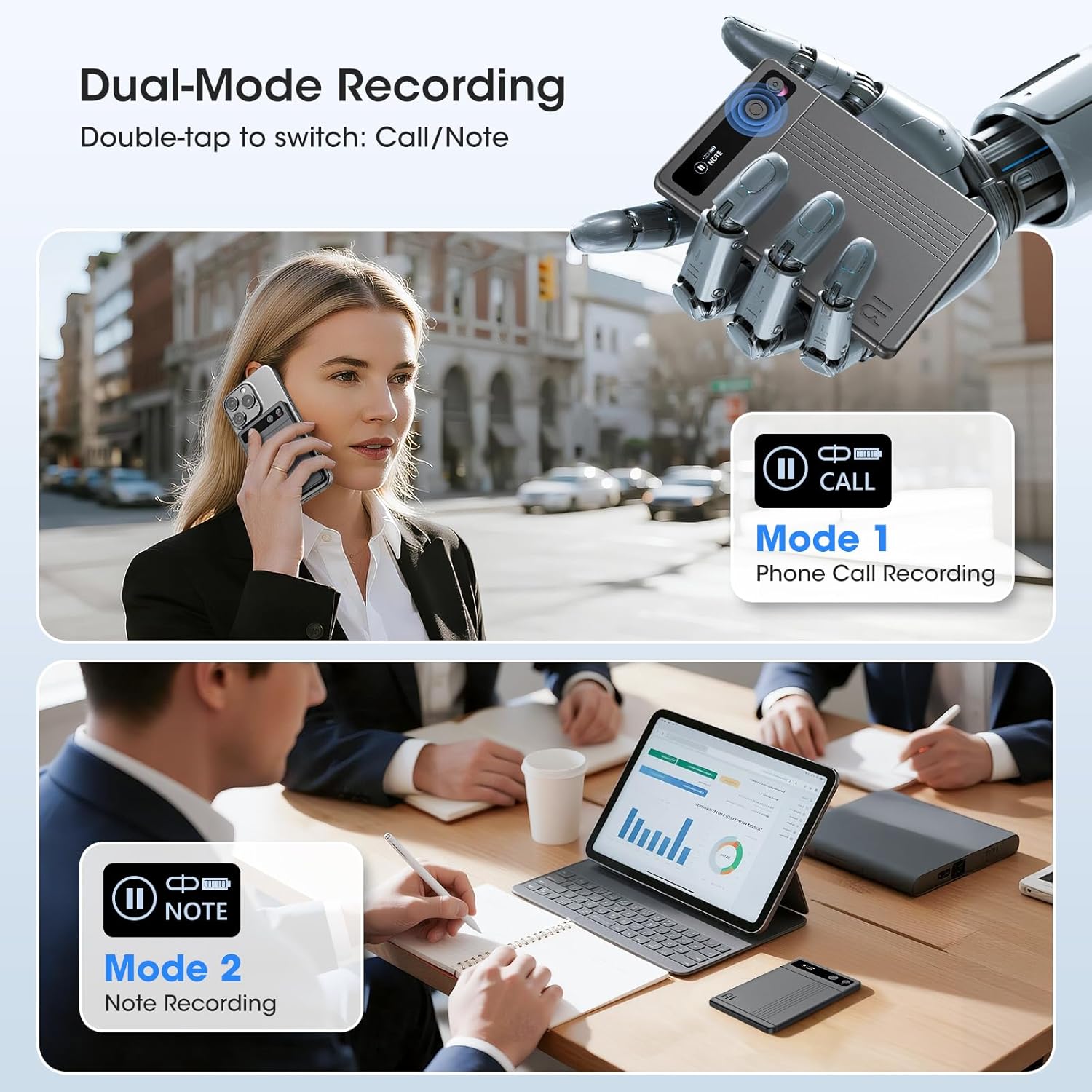 AI Voice Recorder - AI Note Taking Device with Transcribe & Summarize, Support 118 Languages, 64GB APP Control, AI Noise Cancellation, Clear Audio Recorder for Lectures, Meetings, Calls