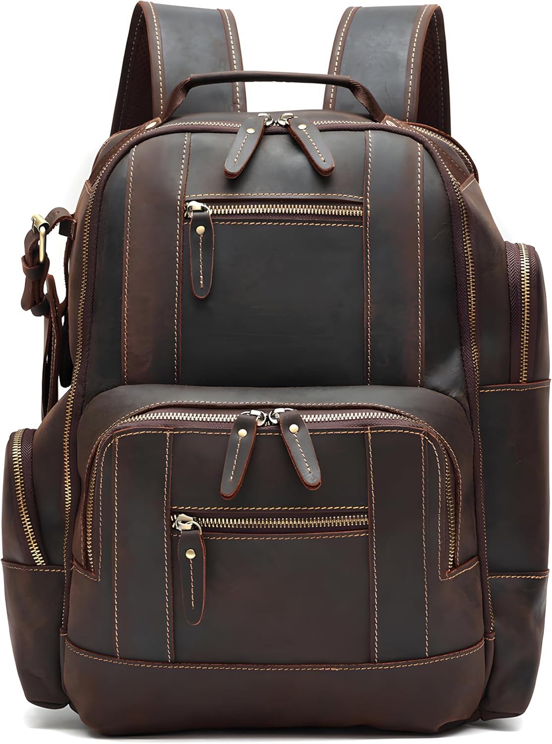 Genuine Crazy Horse Leather Backpack for Men 16
