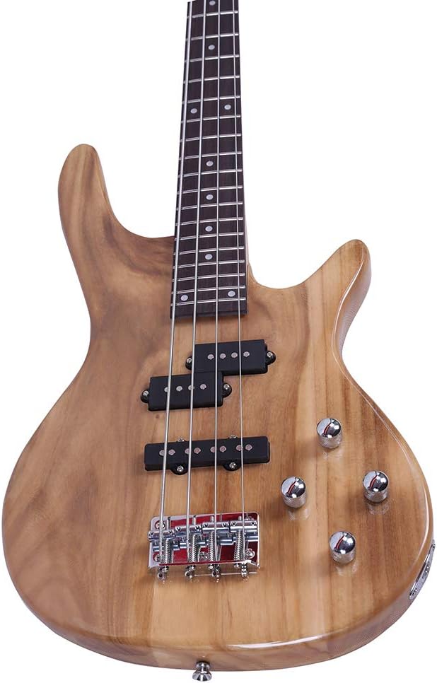 IB Bass,Electric Bass Guitar Beginner Kit 4 String Exquisite Basswood Bass with Power Line and Wrench Tool for Starter