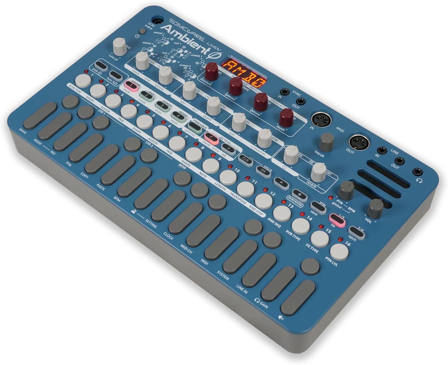 Sonicware Liven Ambient Ø [Soundscape Synthesizer] 4-Layer Ambient Generator for Drone, Pad, Atmos & Noise—Delay, Reverb, Wavetable Synth, Portable with Built-in Speaker & Battery Power