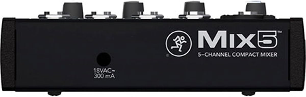Mackie Mix5 5-Channel Compact Mixer, 1 Mic/Line Input, Main L/R Outputs, 8 Channel Faders, Phantom Power