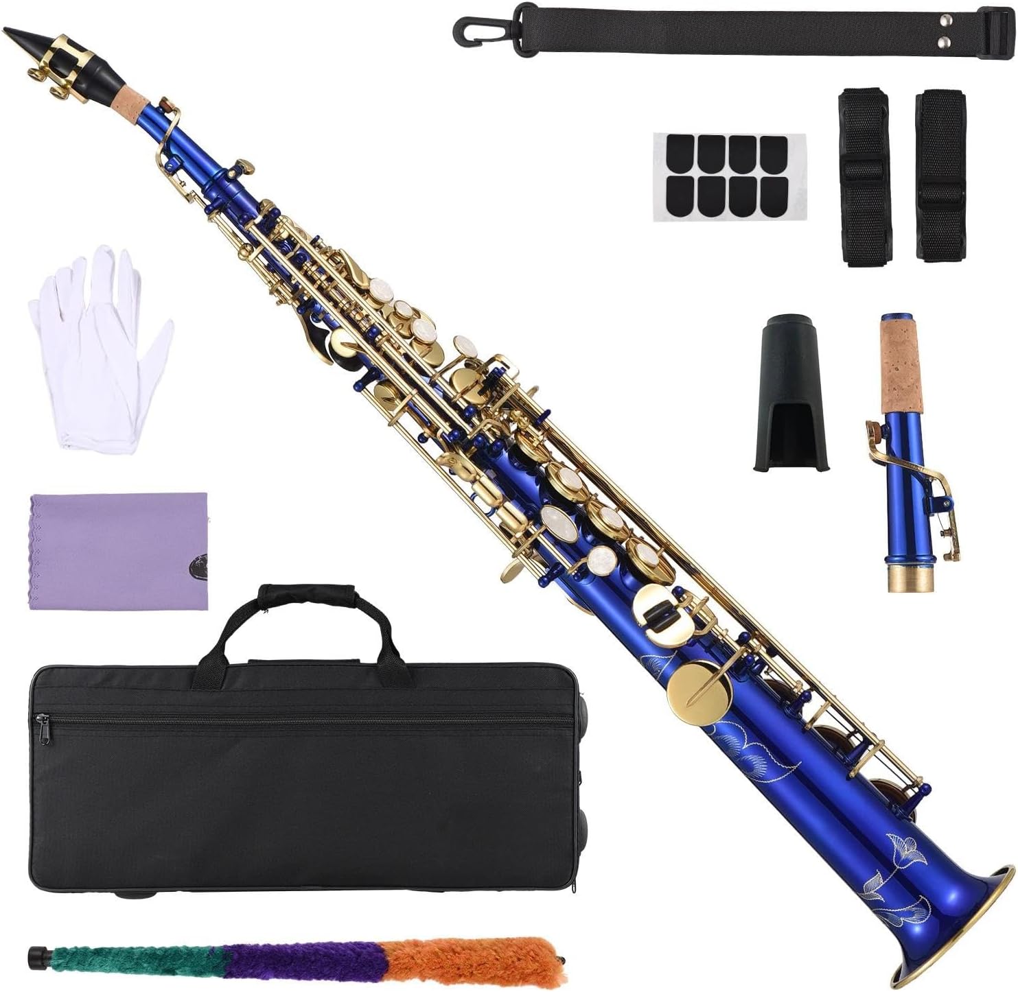 Professional Saxophone Straight Tube Soprano Saxophone Bb Flat Woodwind Instrument