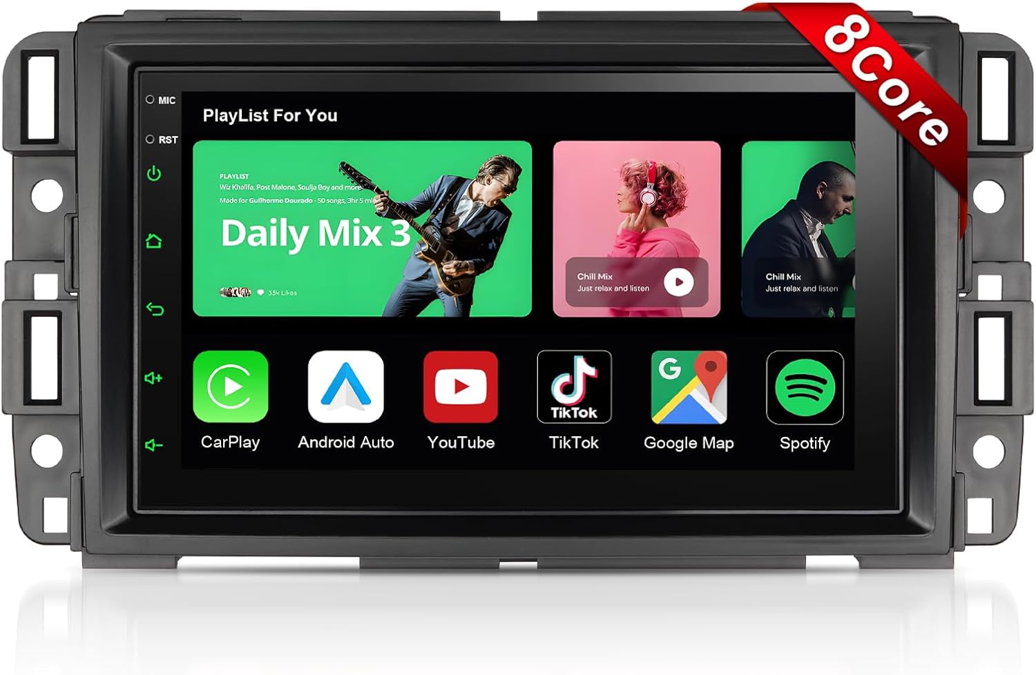 【8 Core】 4+64G Car Radio Stereo for Chevy Silverado GMC Tahoe Sierra Yukon 2007-2013 with Wireless CarPlay Android Auto, Android 13 7 inch Touchscreen Radio Bluetooth GPS AM/FM/RDS Radio