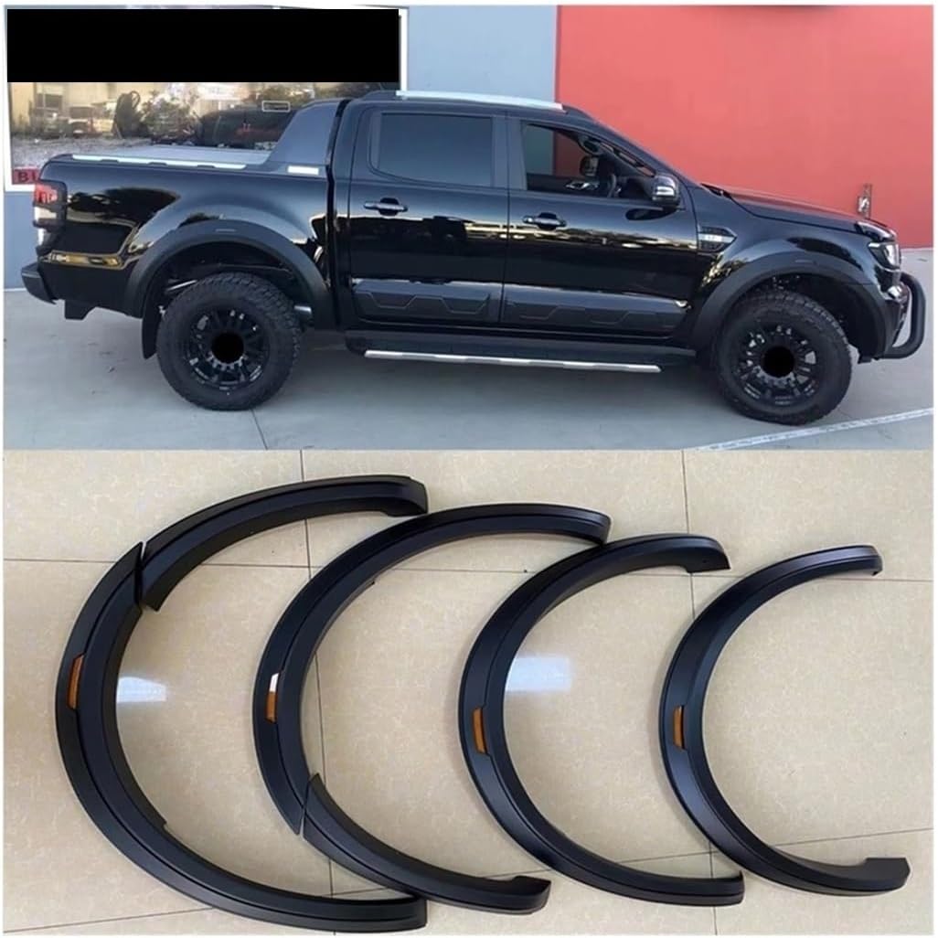 Compatible For Ford Ranger Wildtrak Raptor 2015-2018 T7 T8 2019-2022 Fender Flares Wheel Arch Accessories Black Color Car Styling Moulding(T8 no senor hole)