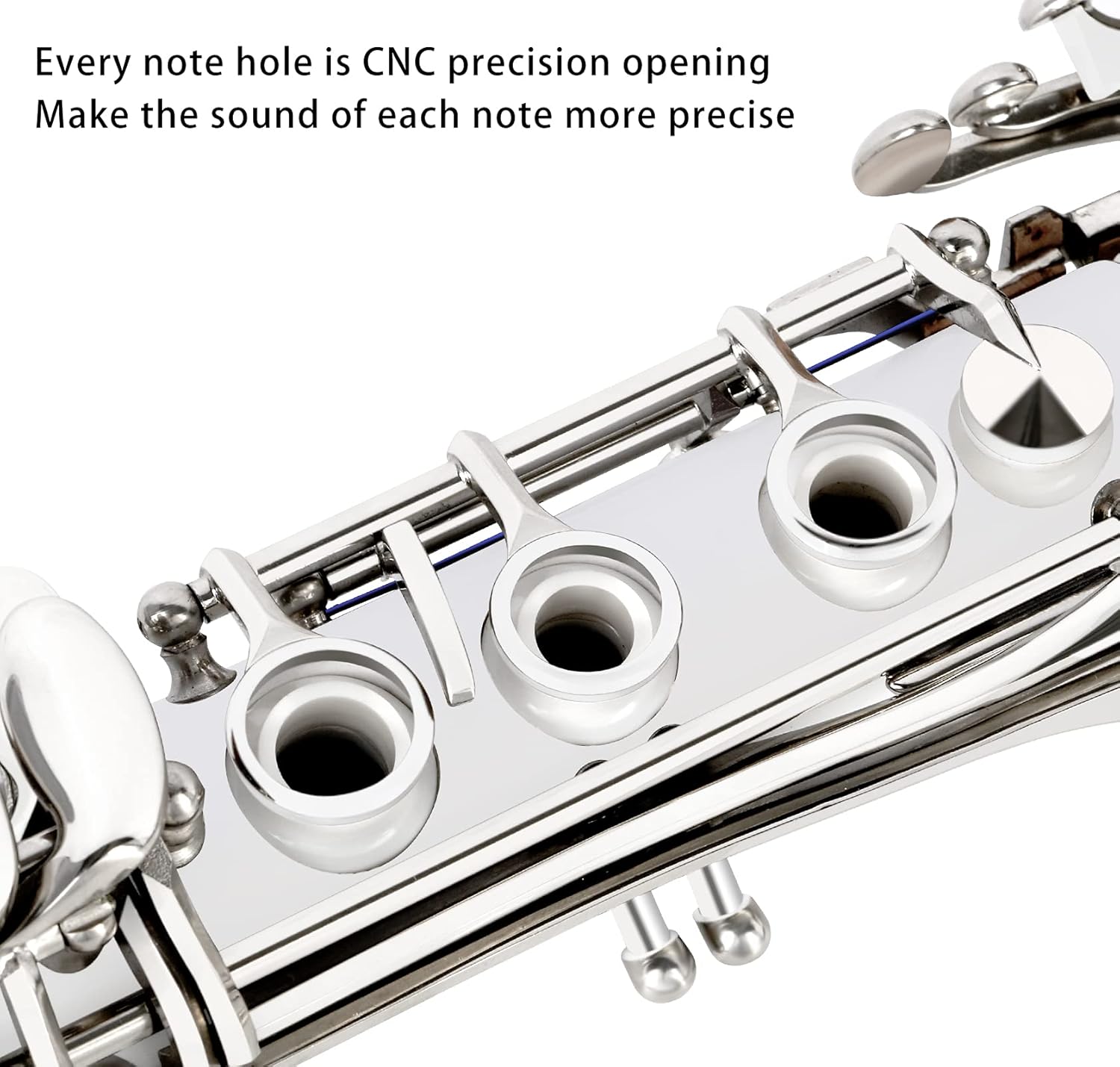 EASTROCK Bb Flat 17 Nickel Keys White Beginner Student Clarinet with 2 Barrels and Cleaning Kit