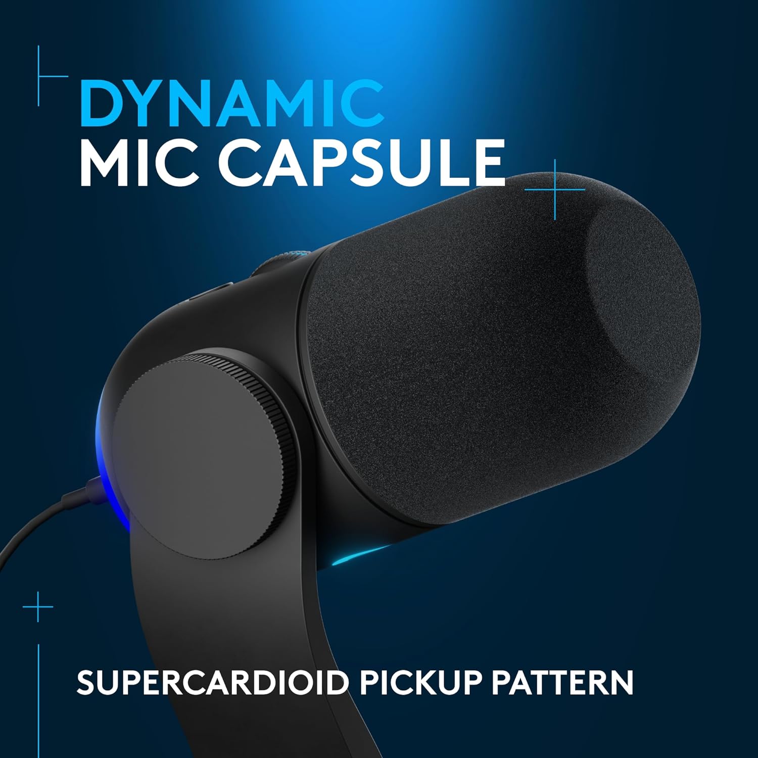 Logitech G Yeti GX Dynamic RGB Gaming Microphone, Podcast with LIGHTSYNC, Blue VO!CE, G HUB Control, Supercardioid, USB Plug and Play on PC/Mac - Black (Renewed)