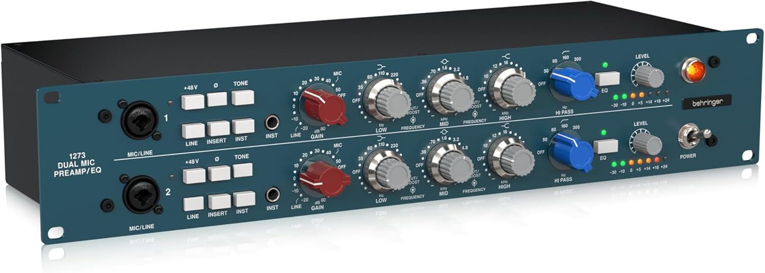 Behringer 1273 Legendary 2-Channel Microphone Preamplifier with 3-Band Equalizers and Custom-Built Midas Transformers