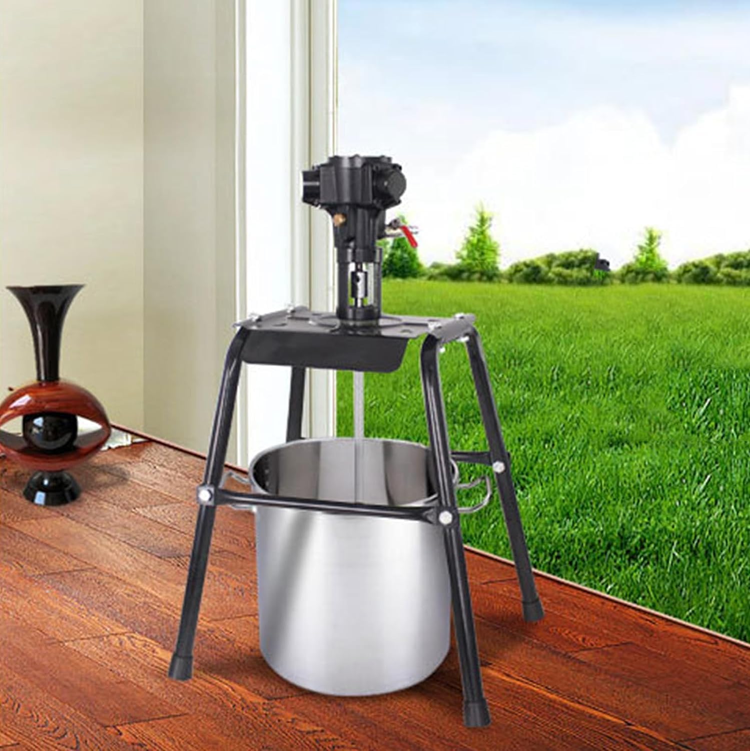 Pneumatic Paint Mixer Machine, 5 Gallon Platform Type Stirring Machine, Stainless Steel Air Mixer Machine, for Paint Coating Materials Viscous Liquid Ink Mix Tool(