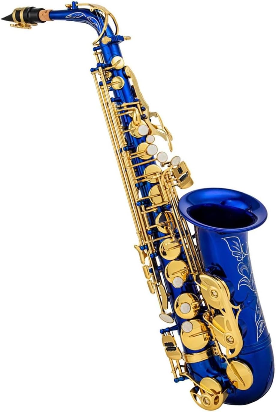 VBDEFRT Eb Alto Saxophone Wind Instrument Brass E-flat Professional Saxophone Instrument 802 Key Type A Full Set Of Accessories (Color : Blue)