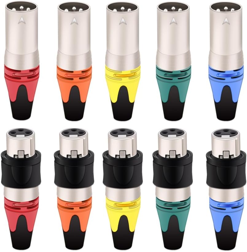 Boicus Wiring Connecting Terminals - 20pcs/10sets 3Pins Outdoor IP65 Waterproof XLR Male&Female Audio Microphone Connector Mounting Panel Black/Silver Shell - (Color: 10xM 10xF-Orange-B)