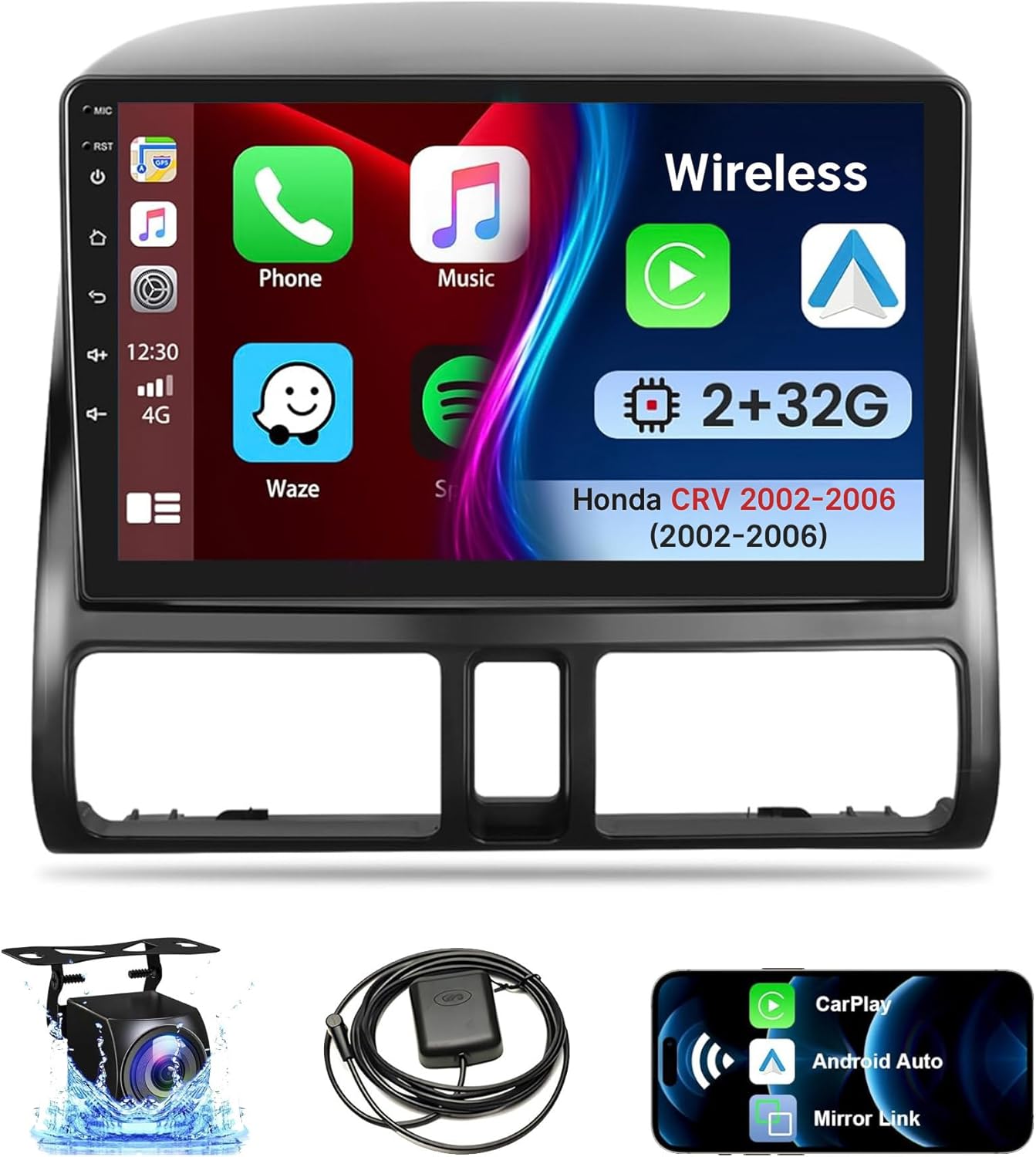 Leadfan Car Stereo Radio for Honda CRV 2002 2003 2004 2005 2006 with Wireless Apple CarPlay Android Auto, 9