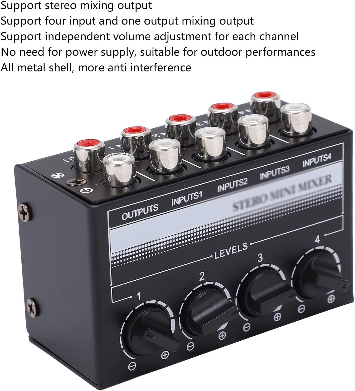 Zhong Stereo Mini Mixer Passive Audio Signal Controller 4 Channel Hub for Outdoor Performancemore Anti Interference Good Sound Quality, knvbn-555