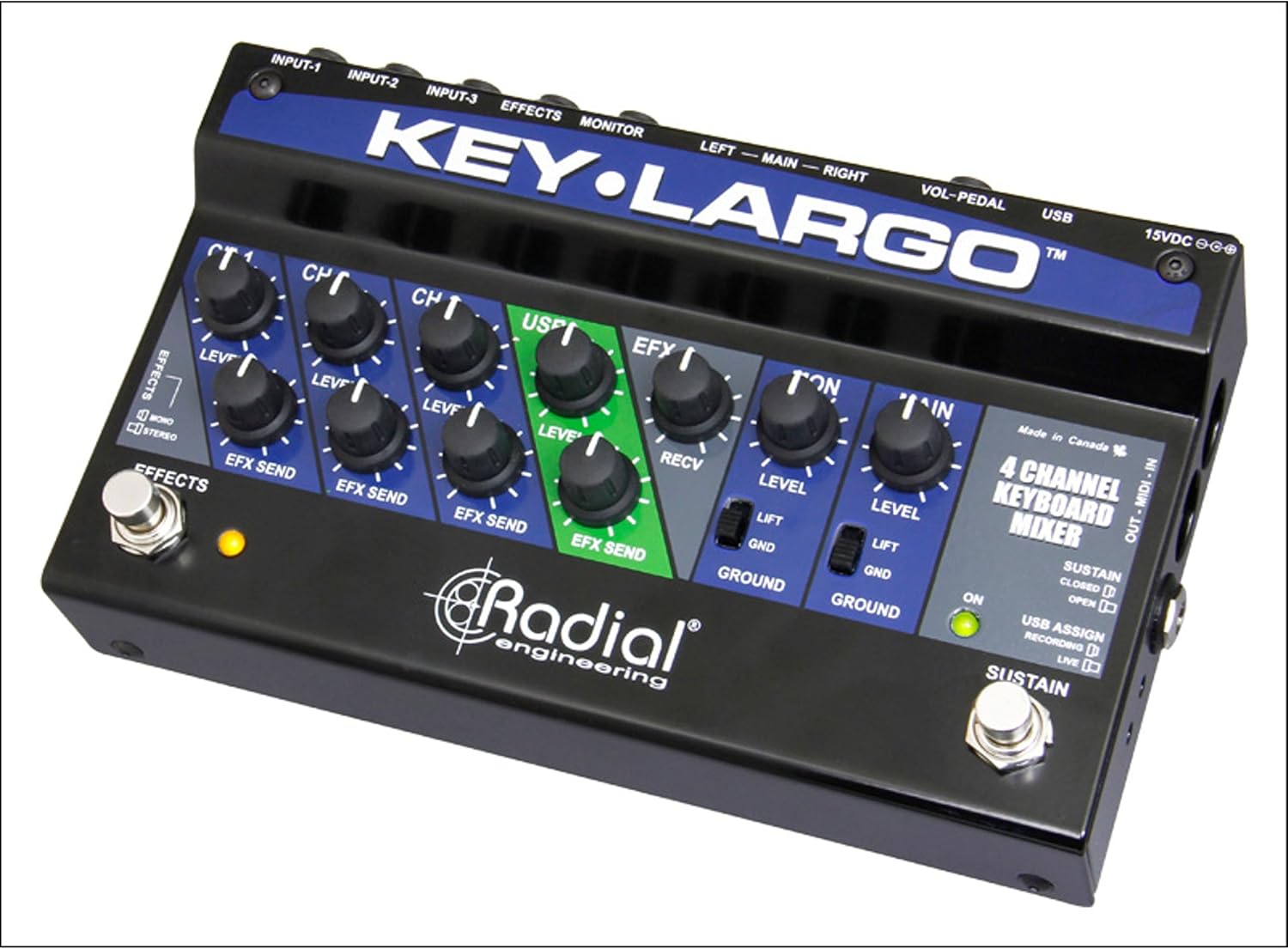 Radial Key Largo Keyboard Mixer with Balanced DI Outs