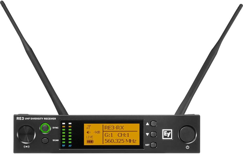 Electro-Voice RE3-BPCL Wireless Bodypack System, Includes RE3-ACC-CL3 Cardioid Lavalier Microphone with TA4F Connector, RE3-RX Diversity Receiver and RE3-BPT Bodypack Transmitter, 560-596MHz