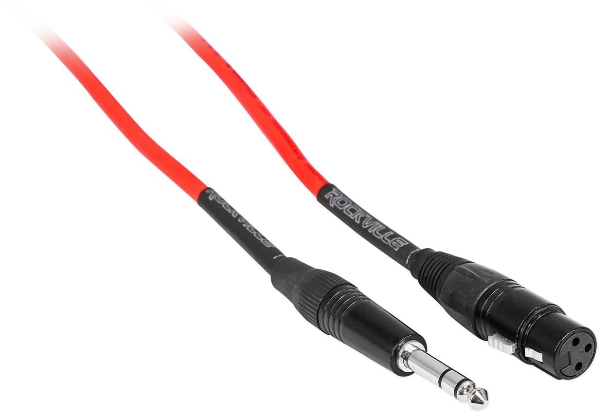 Rockville (8 RCXFB6R 6' Female XLR to 1/4'' TRS Cable Red, 100% Copper