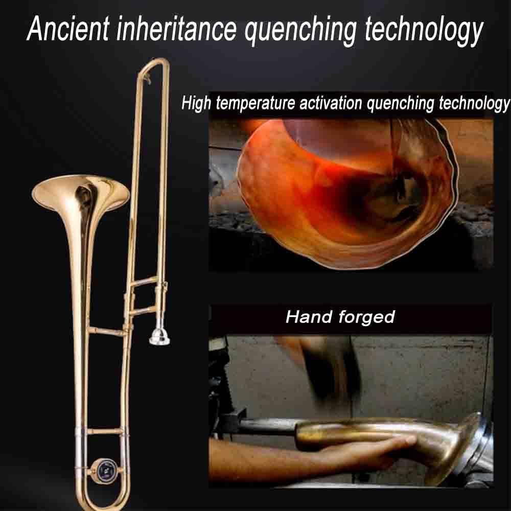 E flat B flat Tenor Slide Trombone for Beginners Students - Mouthpiece and Carrying Bag-Lightweight Versatile,Comfortable Ergonomic Grip- Authentic Sound for Student - Durable Construction