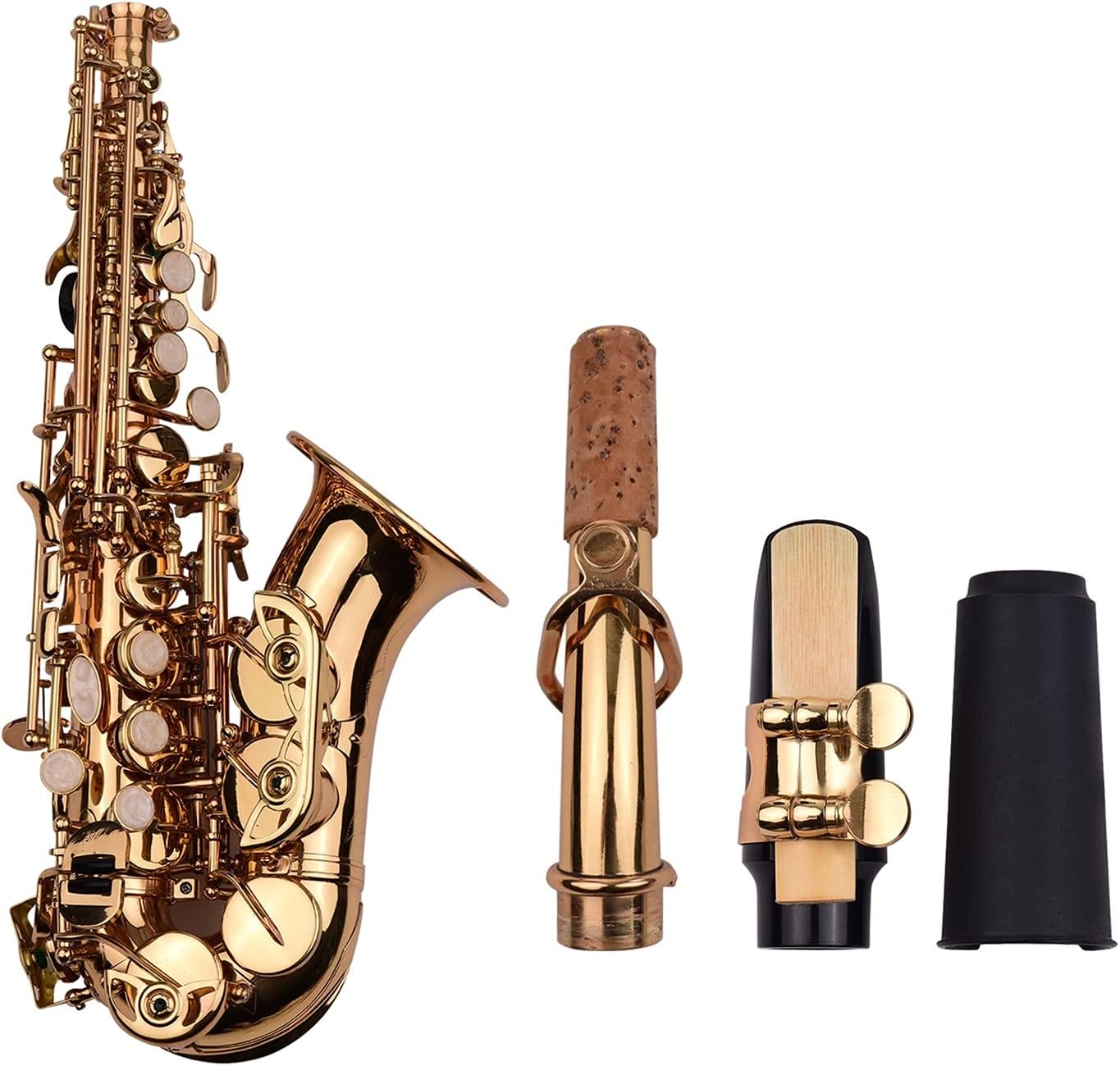 Mini Bb Soprano Saxophone Sax Brass Material Woodwind Instrument with Case Gloves Cleaning Cloth Brush Reeds Sax Strap Saxophone Straight