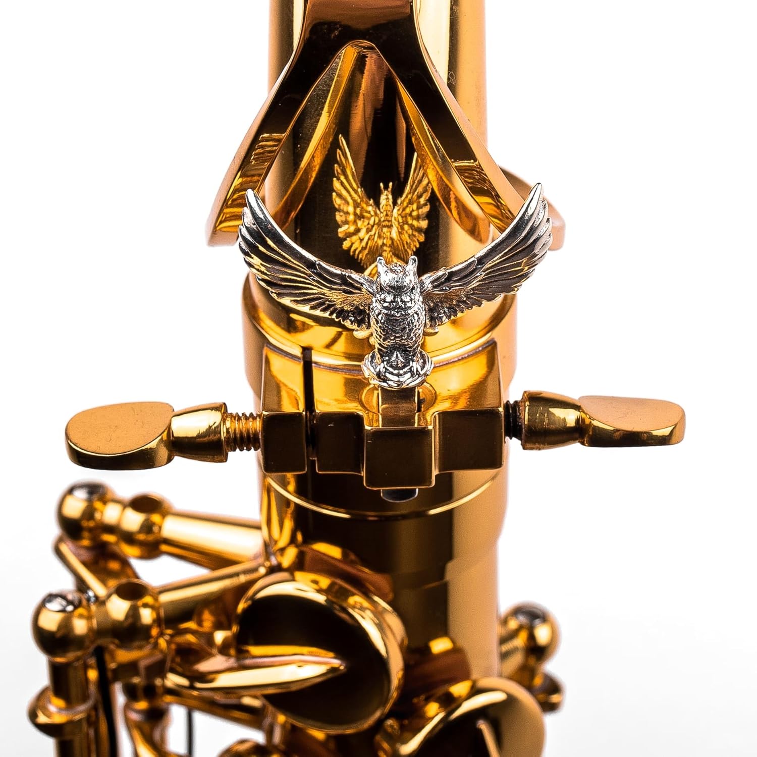 Saxophone ArtTone Booster – Sound Enhancer Accessory for Alto Tenor Soprano Baritone Sax(925 Silver, Owl style)