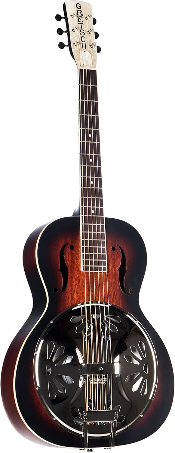 Gretsch G9220 6-String Resonator Electric Guitar with Bobtail Round Neck with Gretsch Ampli-Sonic Diaphragm Resonator Cone (Right-Handed, 2-Color Sunburst)