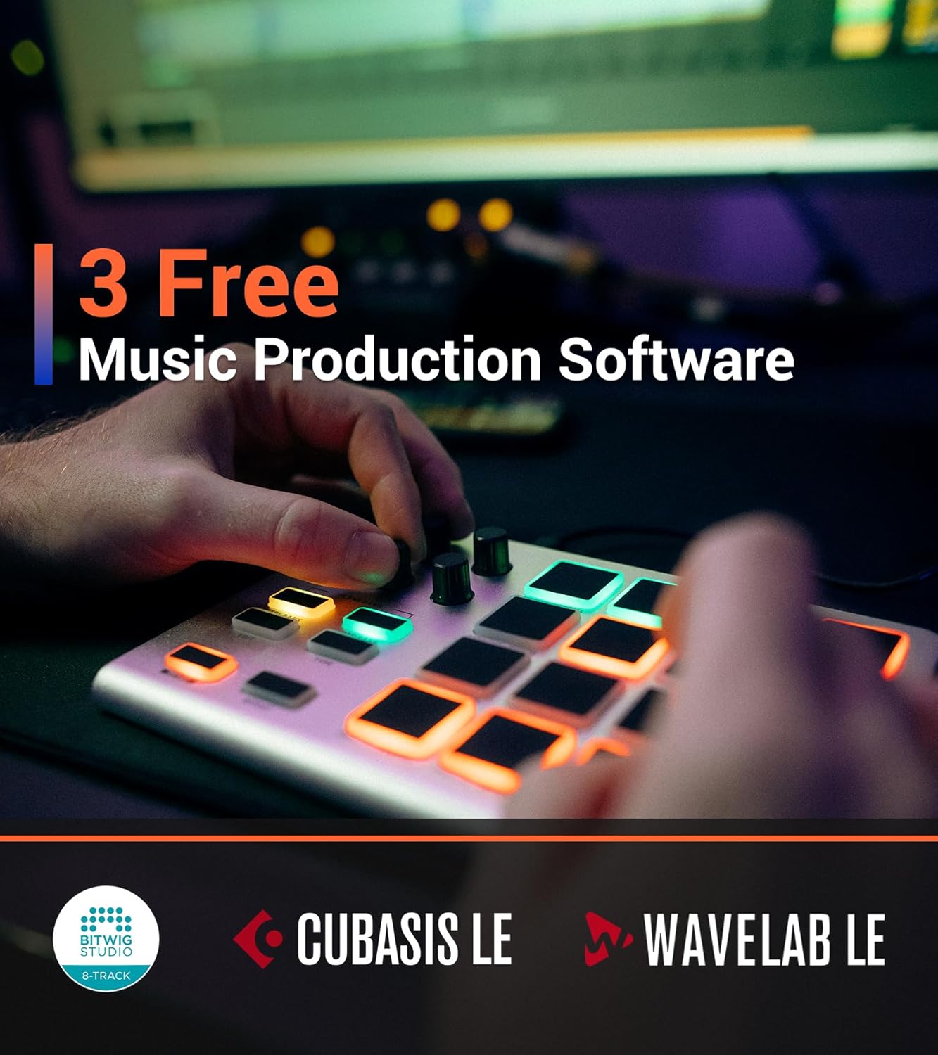 Xjam Professional MIDI Pad Controller - Ultra-Portable Aluminum Frame MIDI Drum Pad with 16 Beat Pads and 6 Assignable Knobs, Beat Machine for Melodic Samples, Plug & Play on iPad, iPhone, Mac, PC