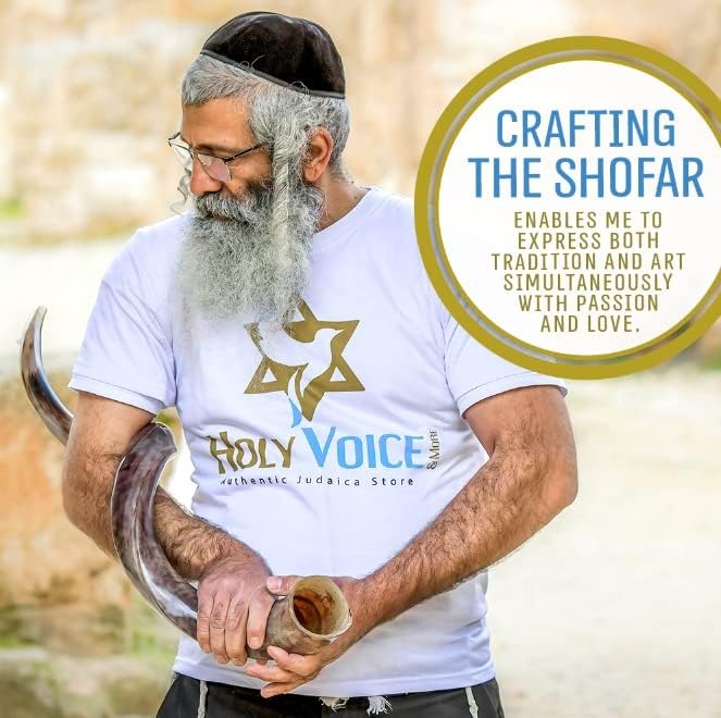 Holy Voice Kosher Kudu Shofar Horn from Israel 39”-41” – Traditional Half Polished Yemenite Shofar Easy Blowing Ancient Jewish Musical Instrument