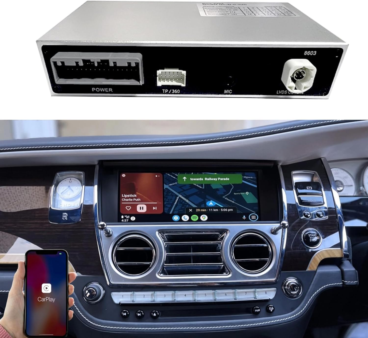 Wireless CarPlay Android Auto Upgrade for RR NBT System | Dawn, Wraith, Ghost 2014-2017 | OEM Retained