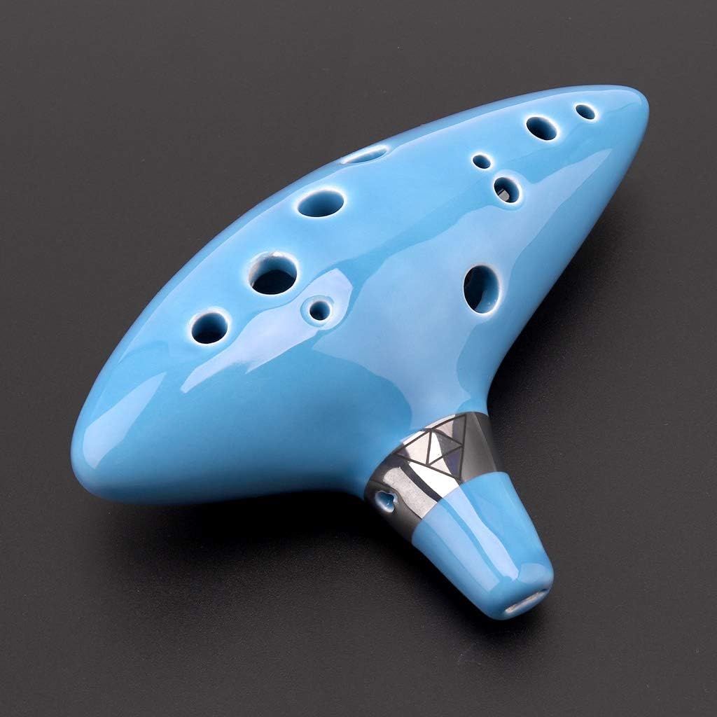 Ocarina Instrument,Musical Instrument, Ocarina ，ocarina instrument, Alto 12 Hole Tone Ocarina CeramiFlute Sky with Neck Strap Cord Bright Glaze Pottery Woodwind Instrument Ocarina Flute