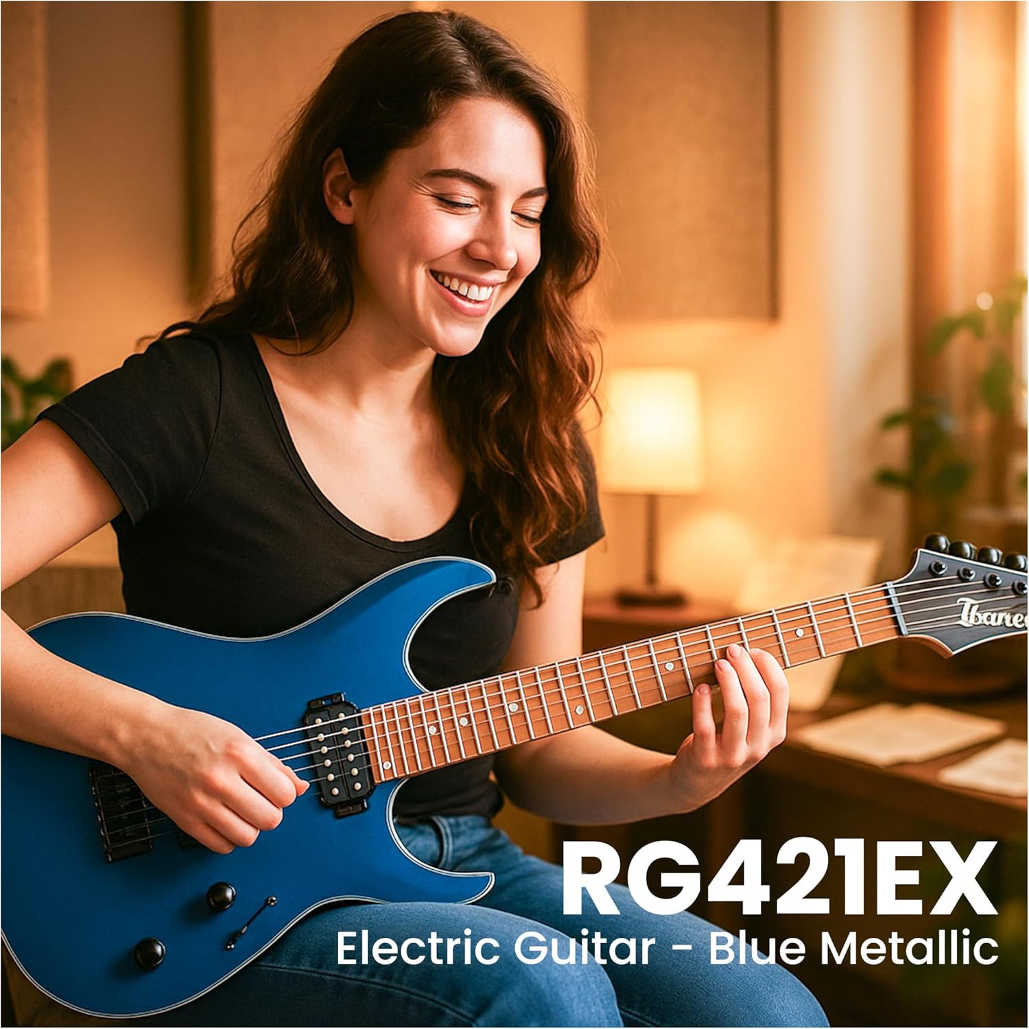 Ibanez RG421EX Standard Series Electric Guitar - Prussian Blue Metallic Bundle with Gig Bag, Tuner, Cable, Strap, Austin Bazaar Instructional DVD, and Polishing Cloth