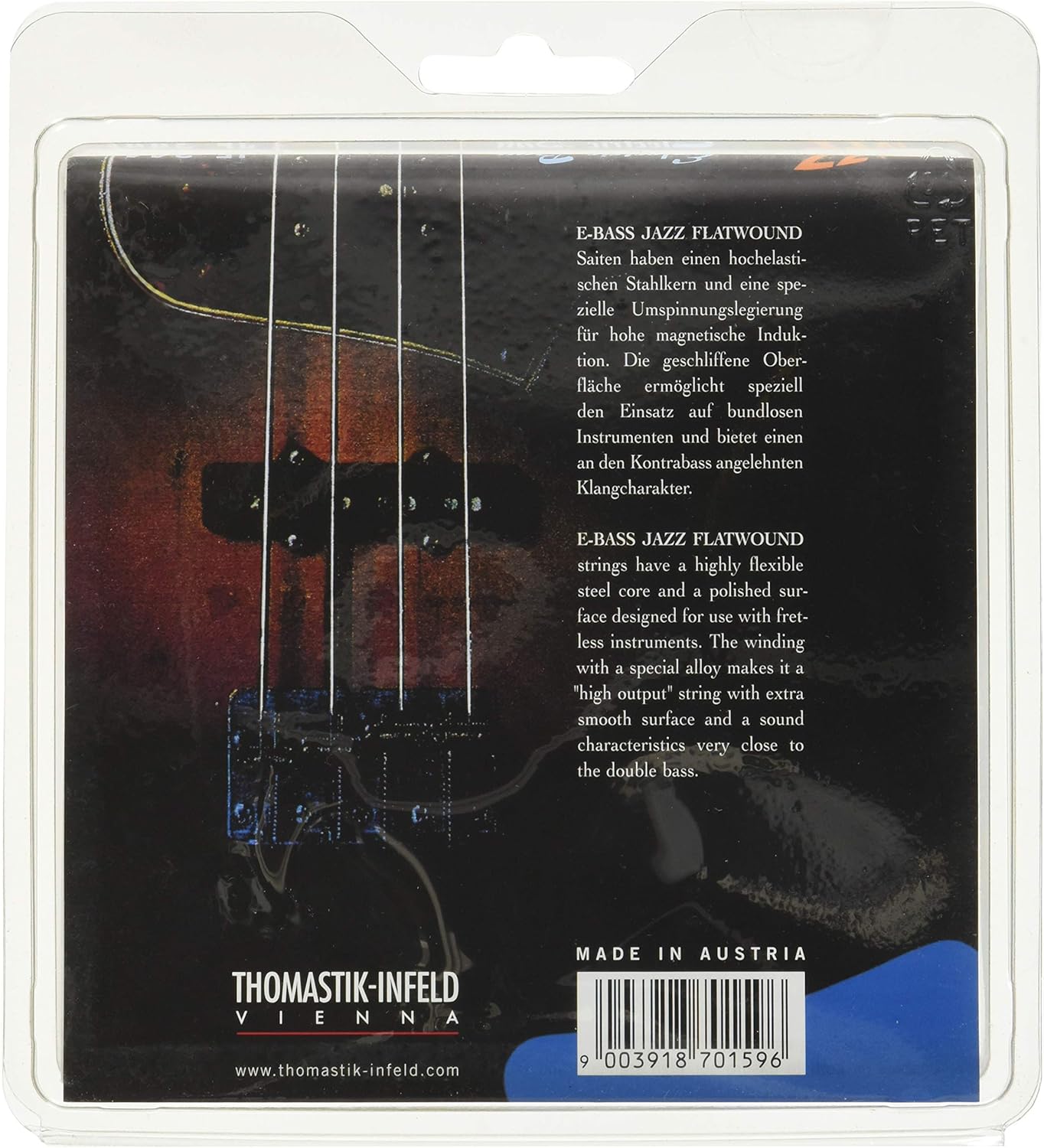 Thomastik-Infeld Bass Guitar Strings - Flatwound Bass Strings For a Rich and Warm Traditional Jazz Sound - Durable String Set Includes JF34043 JF34056 JF34070 JF34100 - Made in Vienna