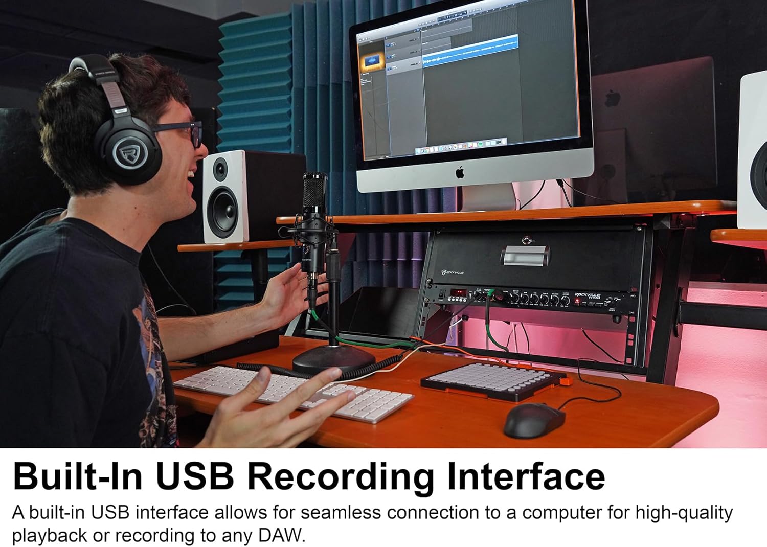 Rockville PPA53 Preamp Pro 1U Preamplifier w/Bluetooth, USB/Computer Interface, Multi-Input, High-Fidelity Audio, for Home Studio Recording & Live Sound