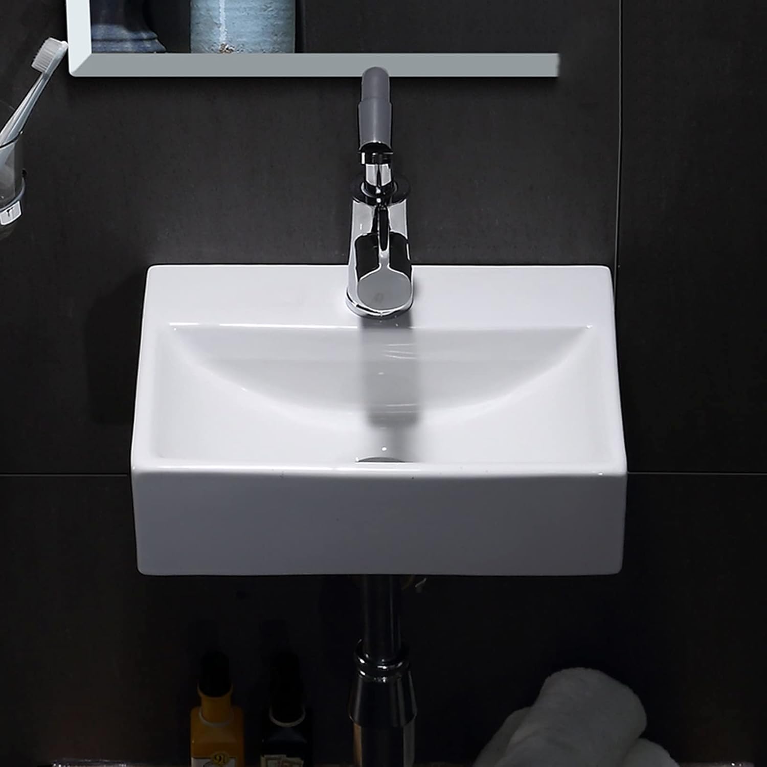 Bathroom Sinks Bathroom Vanity Ceramic Vessel Sink Wall Mount Small Bathroom Corner Basin and Faucet White Vessel Sink Vessel Sink
