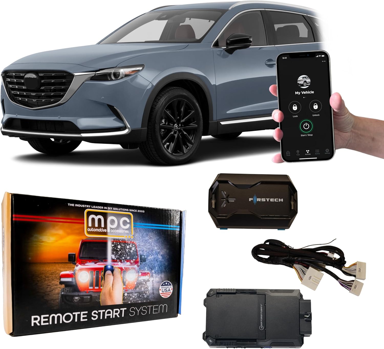 MPC Remote Start Kit Compatible with Mazda CX-9 2016-2023 || Phone App Control Included || Plug and Play || No Wire Splicing || USA Tech Support