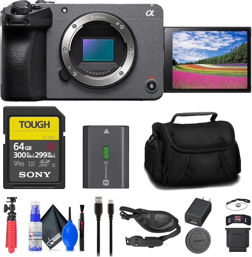 Sony FX30 Digital Cinema Camera (ILME-FX30B) + 64GB SF-G Tough Card + Bag + Flex Tripod + Hand Strap + Memory Wallet + Cap Keeper + Cleaning Kit (Renewed)