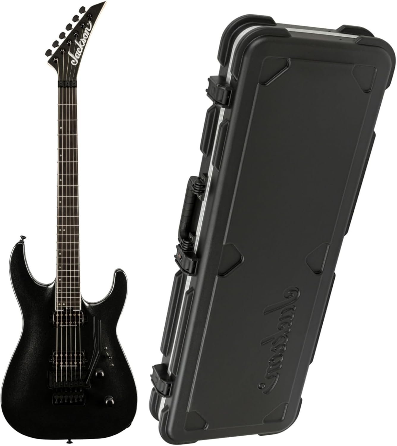 Jackson Pro Plus Dinky DKA Electric Guitar (Metallic Black) Bundle with Jackson Heavy Duty Hardshell Case (2 items)