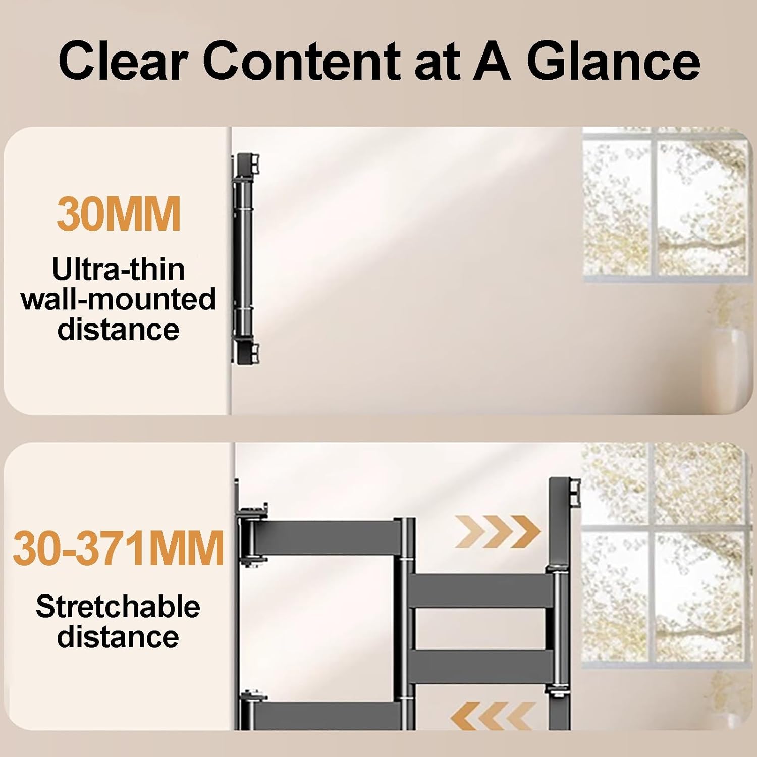 Full Motion TV Wall Mount for 40-100 Inch TV Mounts, Swivel & Tilt TV Mount Extendable Arm, Articulating Wall Mount TV Bracket with Hole Drilling Template(50-100inch)