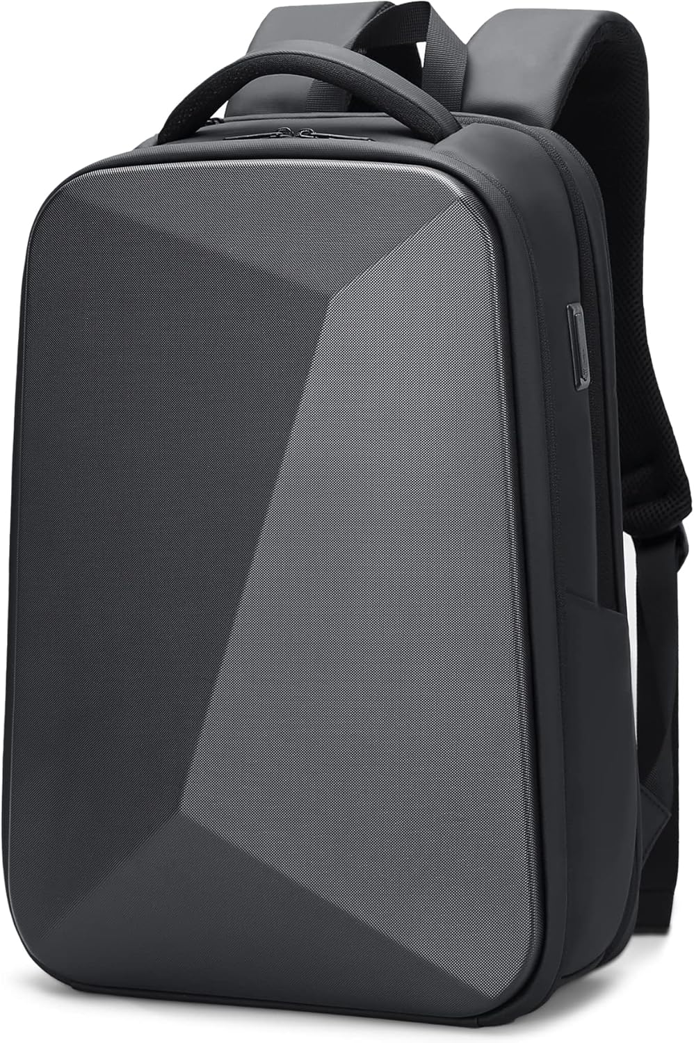 FENRUIEN Anti Theft Laptop Backpack for Men, Expandable Water Resistant Hardshell Backpack with USB Port, Black Business Travel Computer Bag 15.6 Inch