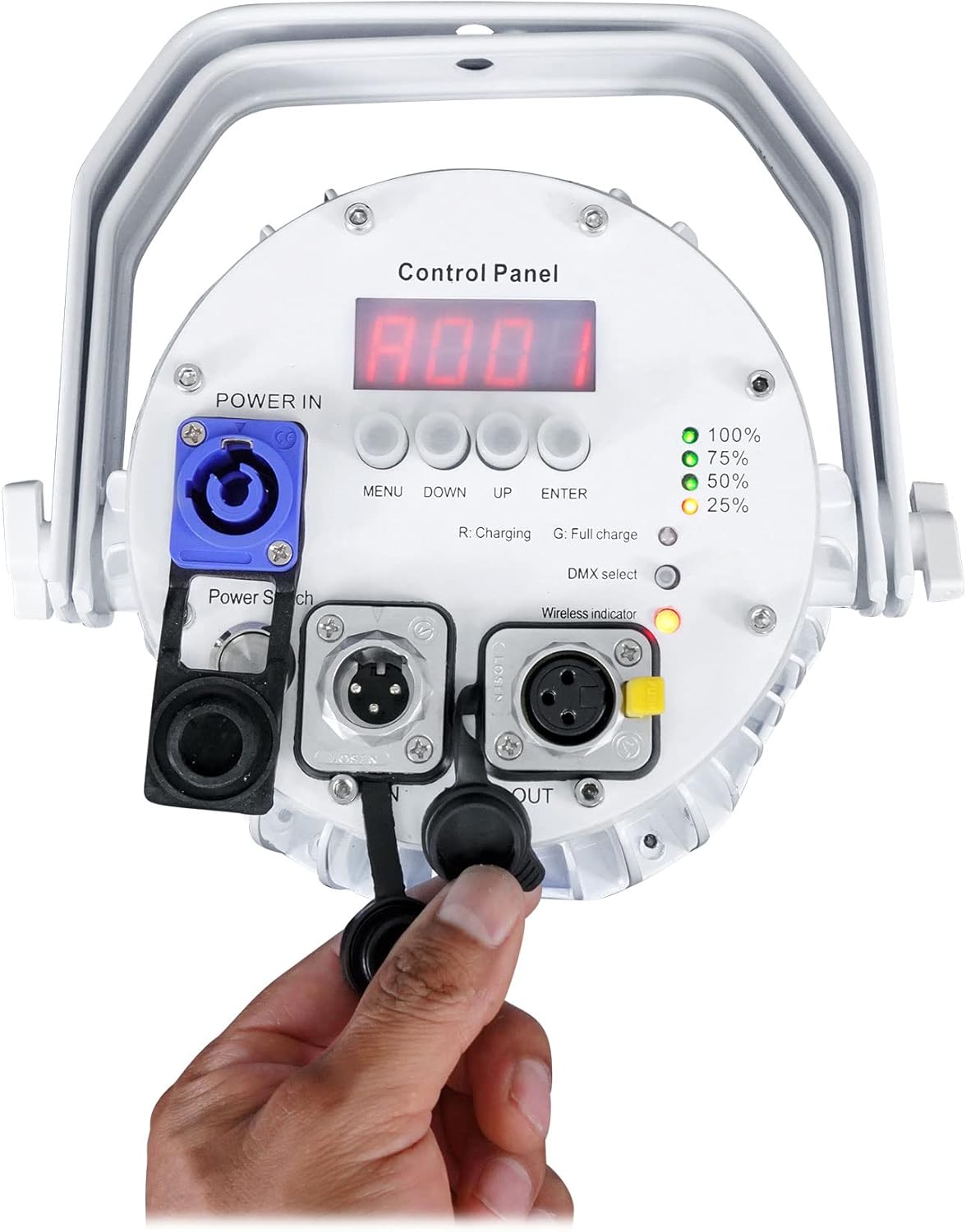 Rockville Best PAR H2O White IPX54 Water Resistant Indoor/Outdoor Battery DJ Par Light, 6 x 18W RGBWA+UV LEDs, Wireless DMX, Portable, for Events and Mobile DJs