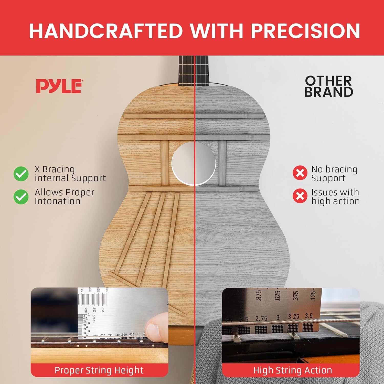 Pyle Beginner 6 String Acoustic Guitar Kit, 1/4 Junior Size Classical Instrument for Students, 30