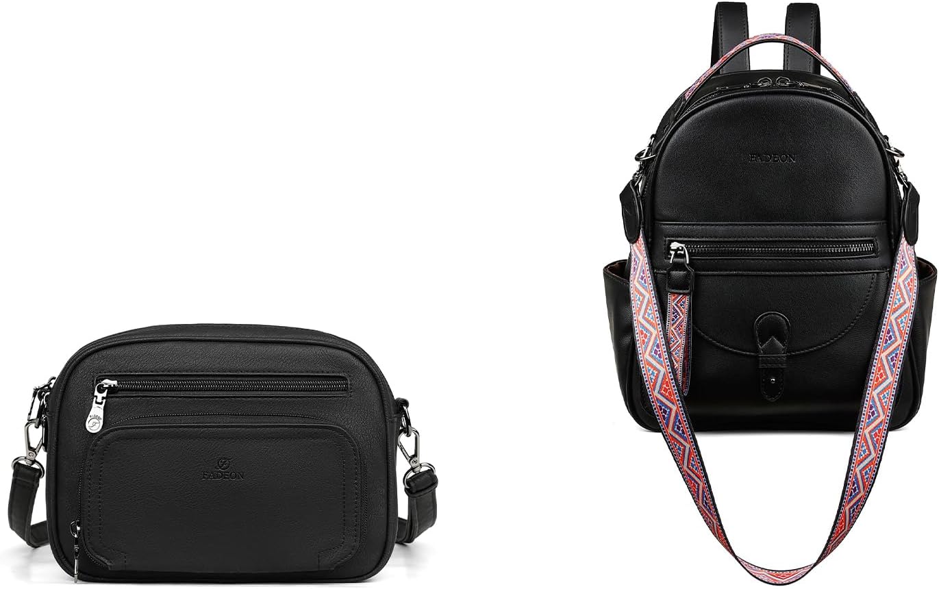 FADEON Crossbody Bags for Women & Backpack Purse Black Collection