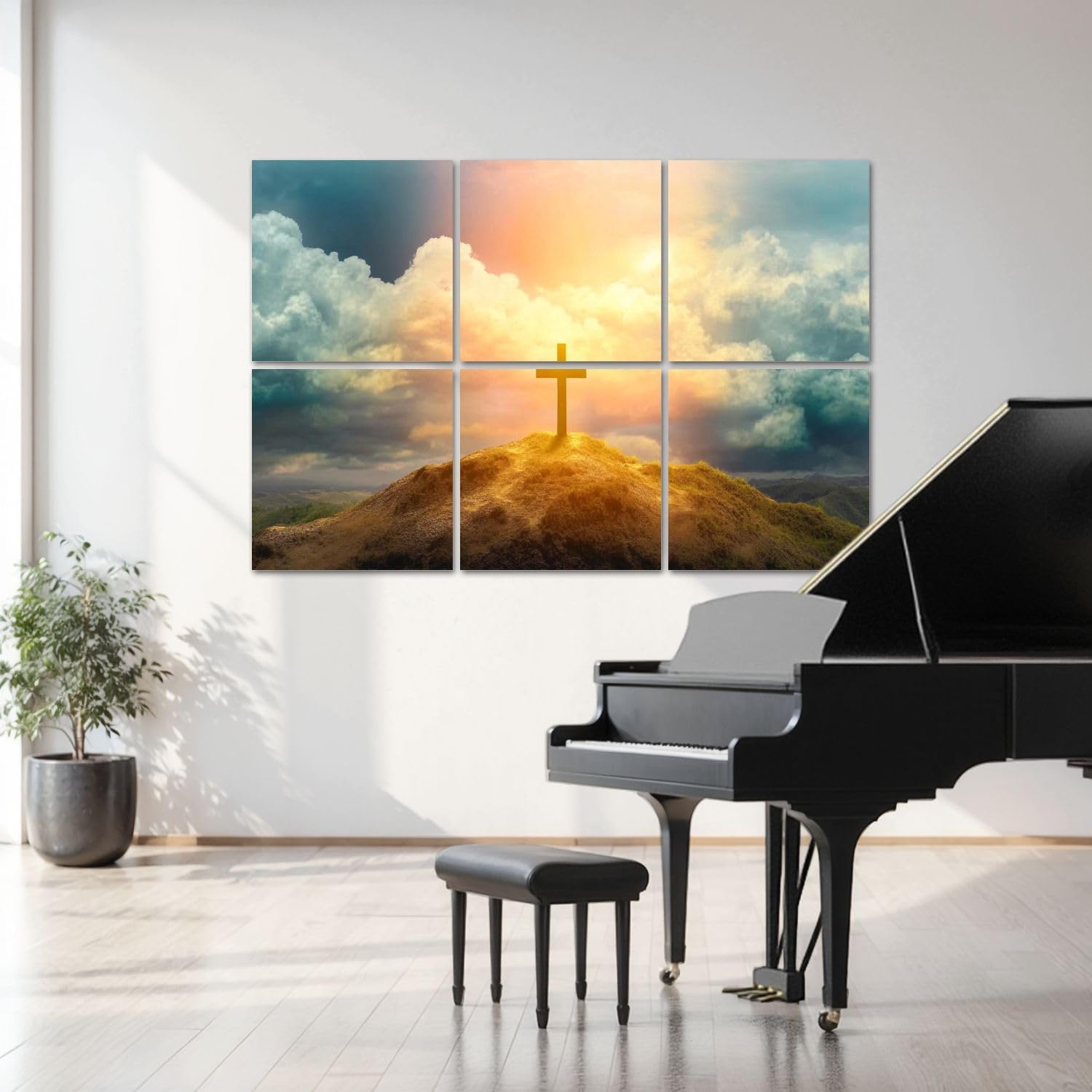 6 Pack Art Acoustic Panels Christian Cross hill Sound Absorbing Panel 48