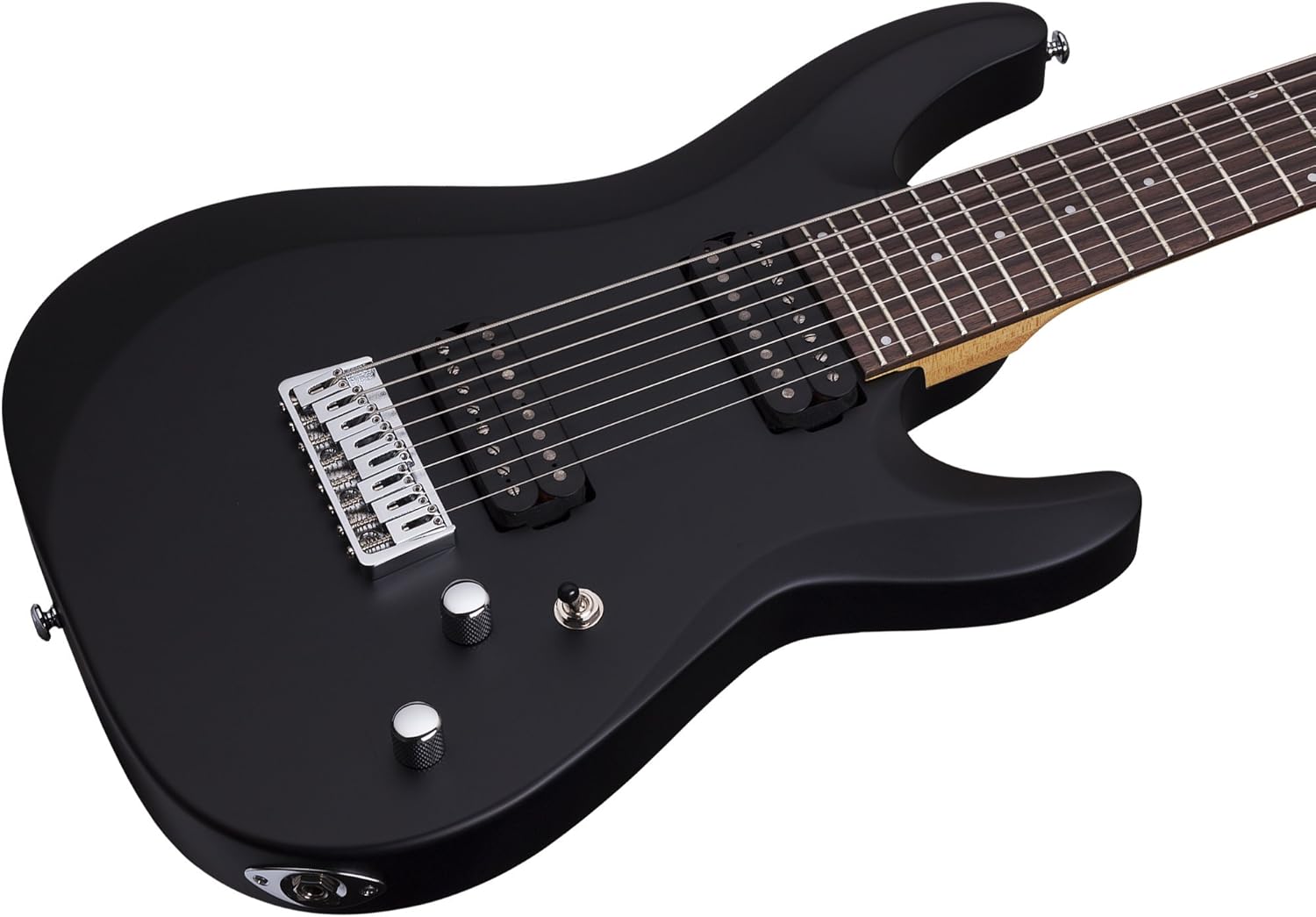 Schecter C-8 DELUXE Satin Black 8-String Solid-Body Electric Guitar, Satin Black