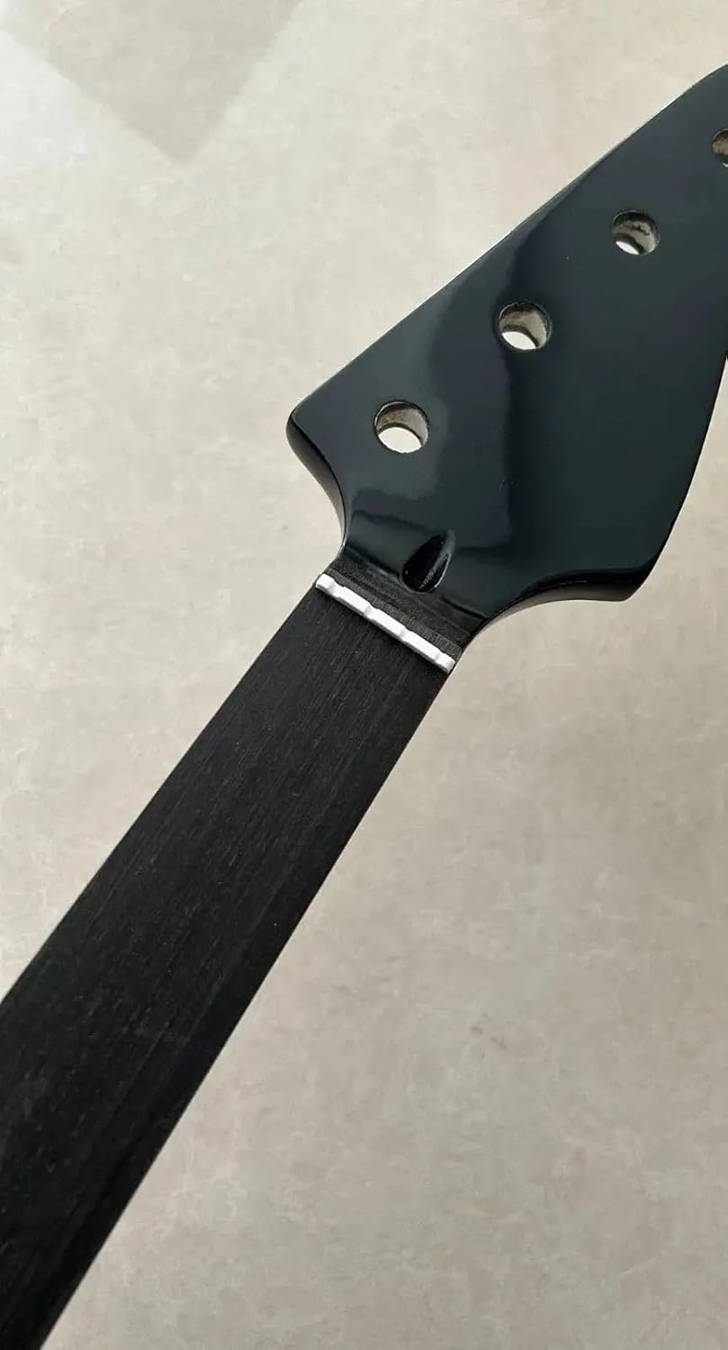 30 Inch Short Scale Fretless Bass Neck Gloss Black Maple Rosewood Fretboard 20 Lines Replacement