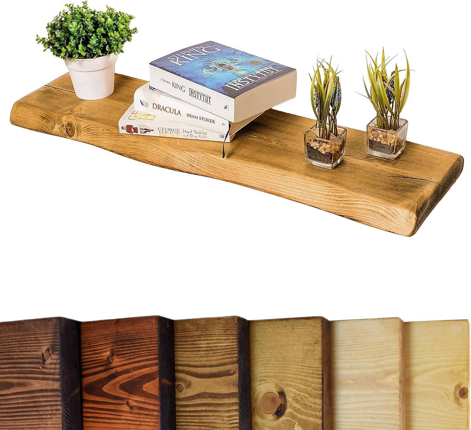 Live Edge Chunky Rustic Floating Shelf 6x1.5, Dark Oak, 20 inch