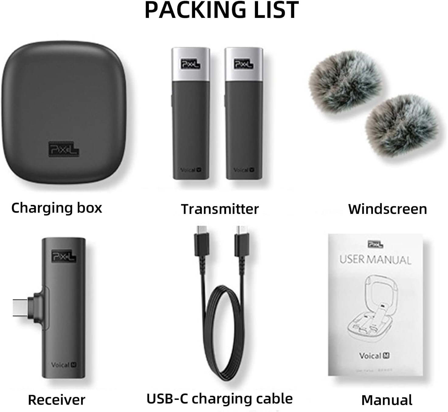 PIXEL Wireless Lavalier Microphone for Android/Type-C Phone, Plug- Play Clip-on Microphones Mini Lapel Mic with 2 Transmitters & 1 Receiver for Video Recording, Vlog, Interview, Tiktok, YouTube