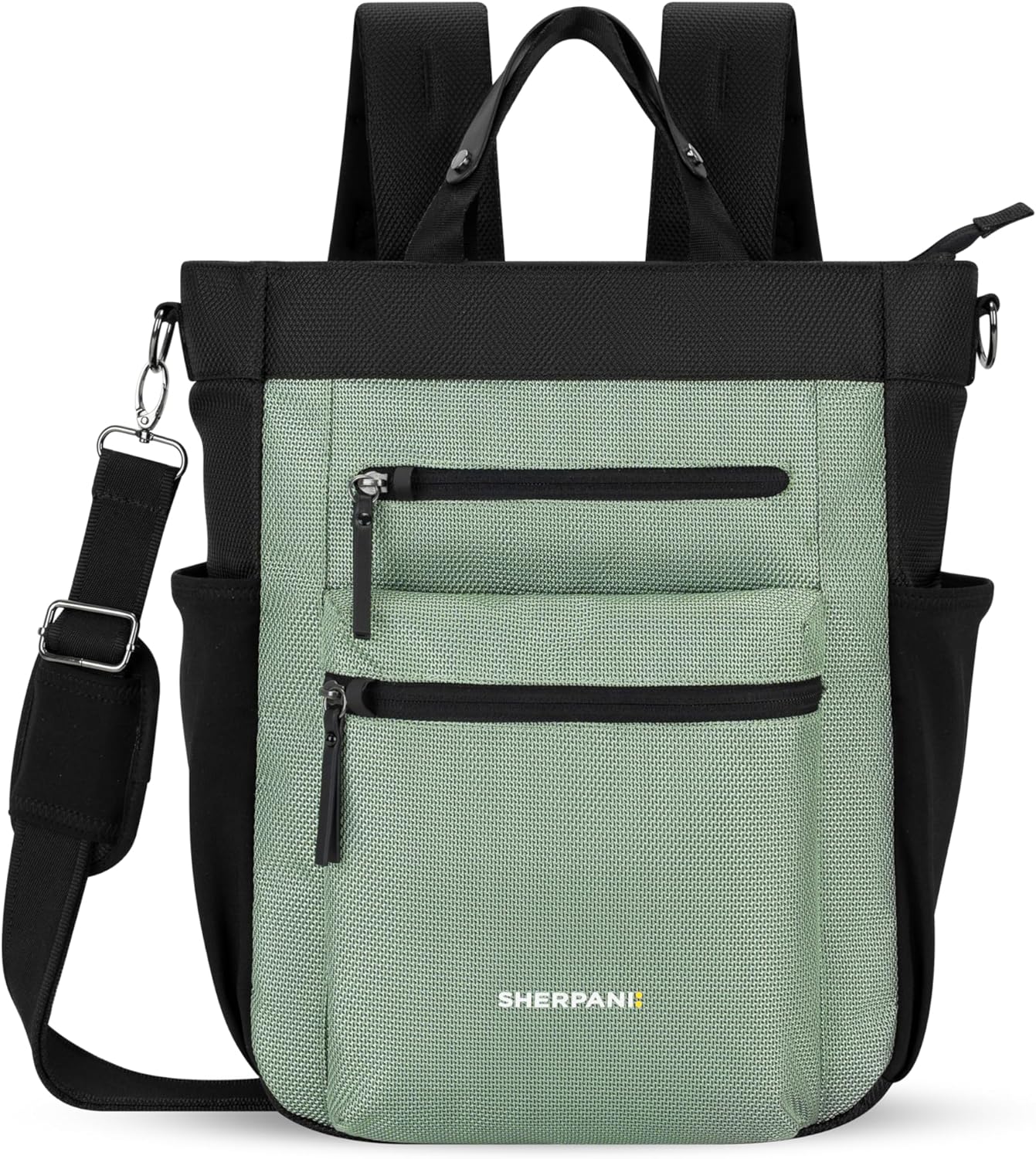 Sherpani Soleil, Anti Theft Convertible Backpack, 3 in 1 Tote Bag, Cross Body Purse, 18L Travel Backpack, Travel Gifts for Women, RFID Protection, Metal Hardware Fits 13” Laptop (Aloe Mist)