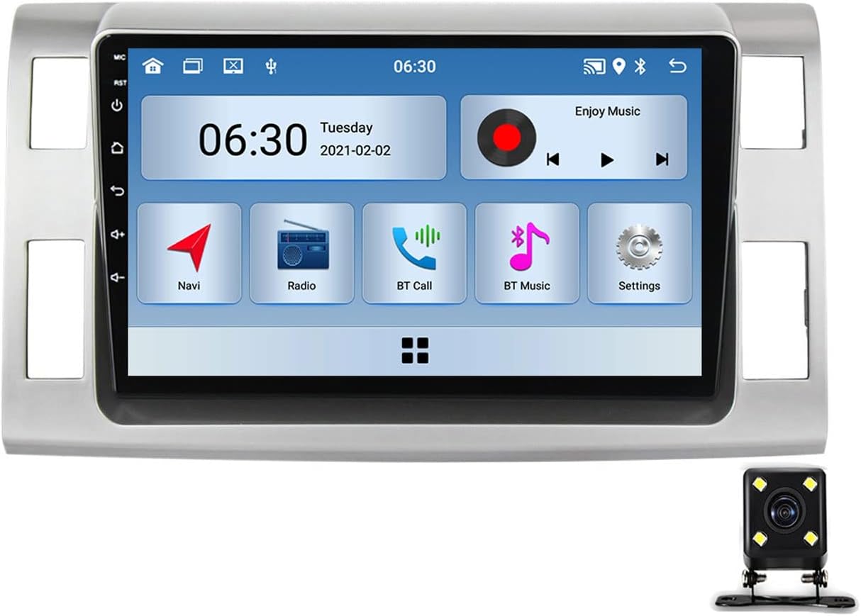9 Inch Android Car Stereo Double Din Bluetooth Car Radio Touch Screen MP5 Entertainment Multimedia Head Unit for Toyota Previa Estima 2006~2012 with Backup Camera, FM AM, Mirror Link